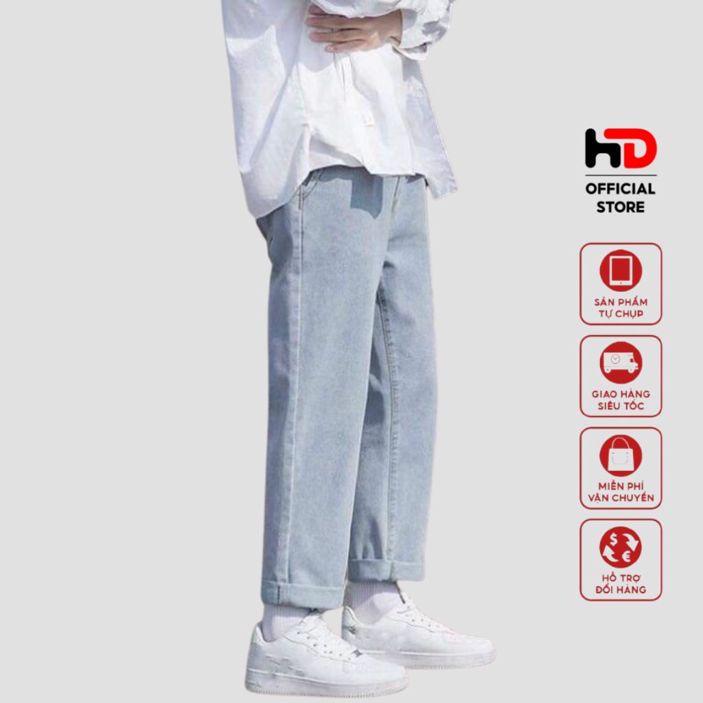 Quần jean Baggy ống suông, rộng nam, nữ HD01 hottrend hàn quốc 2021
