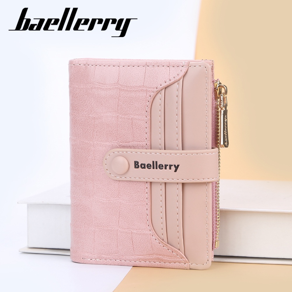 BAELLERRY Ví Ngắn Giả Da Cá Sấu Thời Trang Dành Cho Nữ