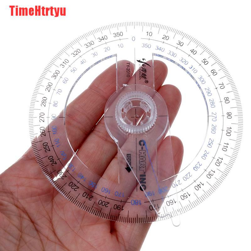 TimeHtrtyu Portable Diameter Of 10cm Plastic 360 Degree Pointer Protractor Ruler