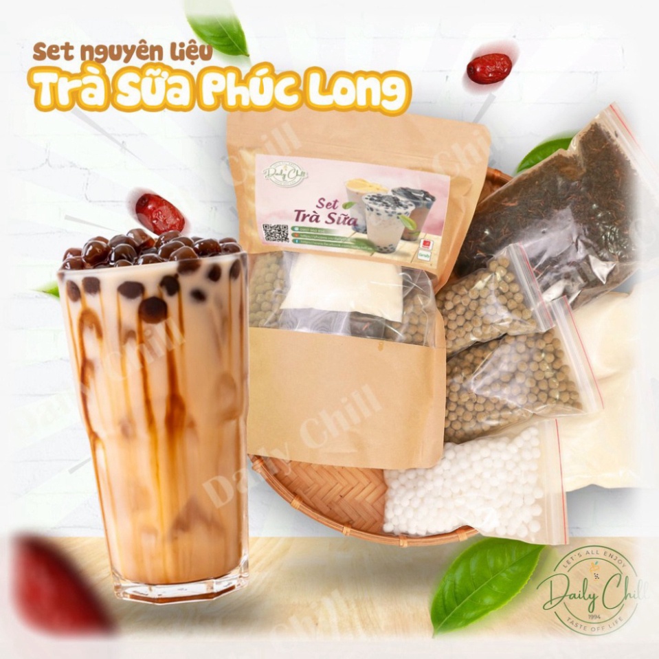 Set Trà Sữa Phúc Long, Thái Xanh, Thái Đỏ Tự Nấu (Set 15 Ly), Tặng Kèm Công Thức - Daily Chill [Free Ship]