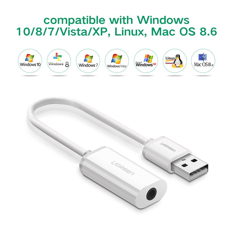 Bộ chuyển đổi âm thanh đầu USB Ugreen sang đầu TRRS 3,5 mm thay thế cho bảng mạch âm thanh 2 trong 1