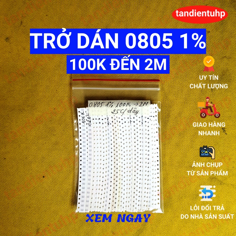 COMBO TRỞ DÁN 0805 1% 68 MÃ TỪ 1K ĐẾN 2M TỔNG 1700 CHIẾC