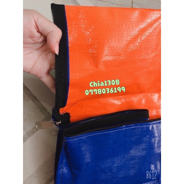 Túi bạt có dây kéo đựng đồ đựng quần áo màu xanh cam nhiều size siêu bền siêu rẻ( sỉ ib)