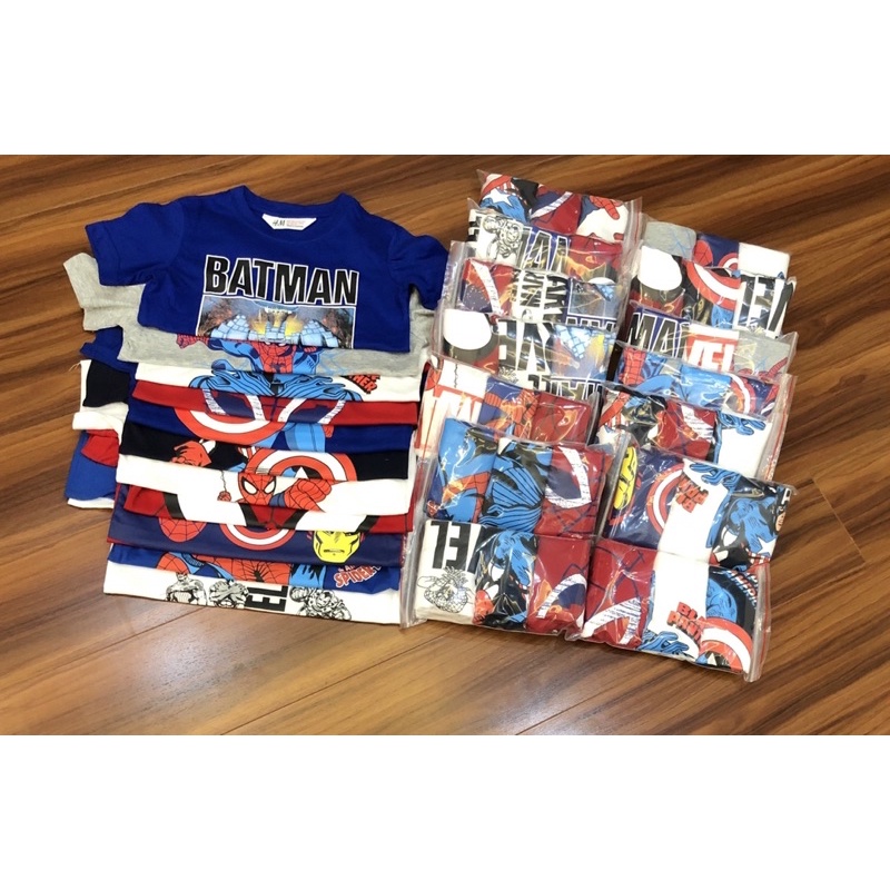 Áo HM Marvel xuất Cambodia bé trai siêu đẹp, chất 100% cotton mềm mát, thấm hút mồ hôi
