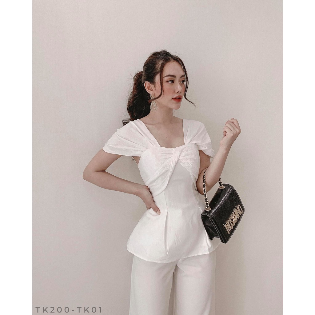 Áo peplum xoắn ngực chất liệu vải phi phối xốp gạo cực xịn