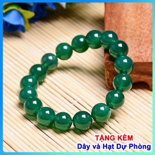Vòng Tay Đá Phong Thủy màu xanh lá may mắn, Vòng đeo tay phong thủy phù hợp cho nam nữ - Tặng dây dự phòng và hộp đựng