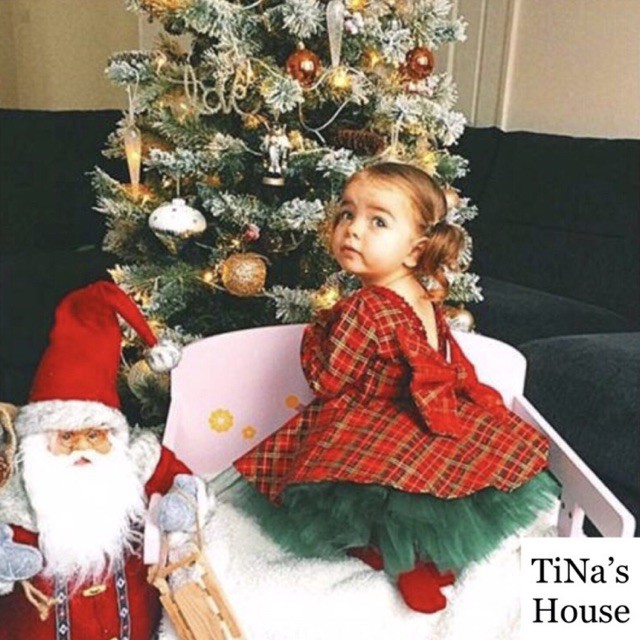 Set Đầm Công Chúa 02 Chi Tiết Áo Tay Dài Sọc Caro vs Chân Váy Xoè Đáng Yêu... Cho Bé Từ 01-06 Tuổi.