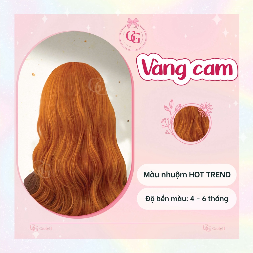 Tự nhuộm tóc màu VÀNG CAM tại nhà (Tặng trợ nhuộm, gang tay, mũ trùm, trùm tai)