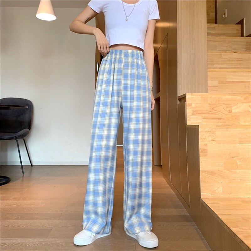 Quần ống rộng kẻ hàng Quảng Châu