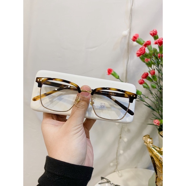 Gọng kính vuông nửa gọng cắt vành cao cấp siêu chống ánh sáng xanh 9883