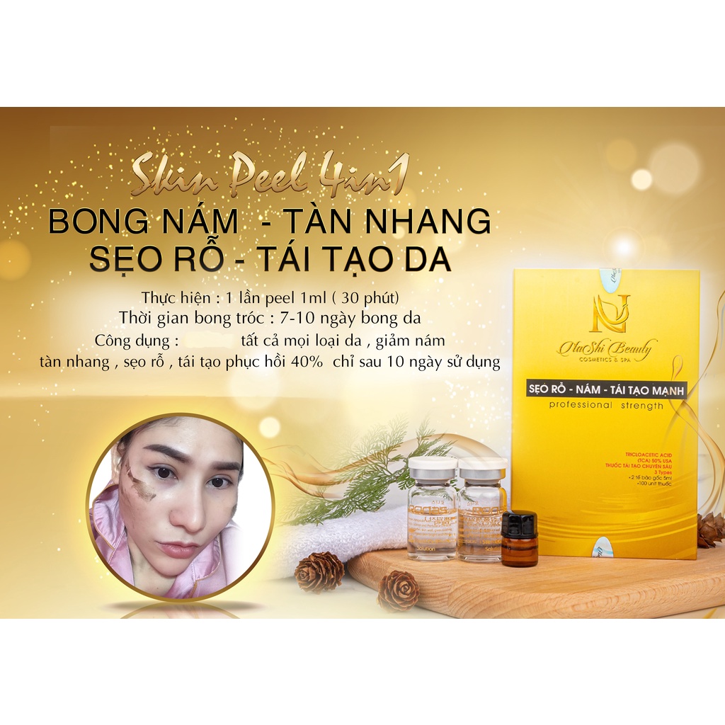 Peel TCA Làm Đầy Sẹo Rỗ Nám &amp; Tàn Nhang - Tặng 2 Chai Tế Bào Gốc | TRICHLOROACETIC ACID