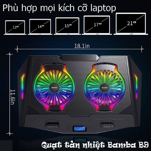 Đế tản nhiệt laptop Led RGB BAMBA B9 - Led RGB