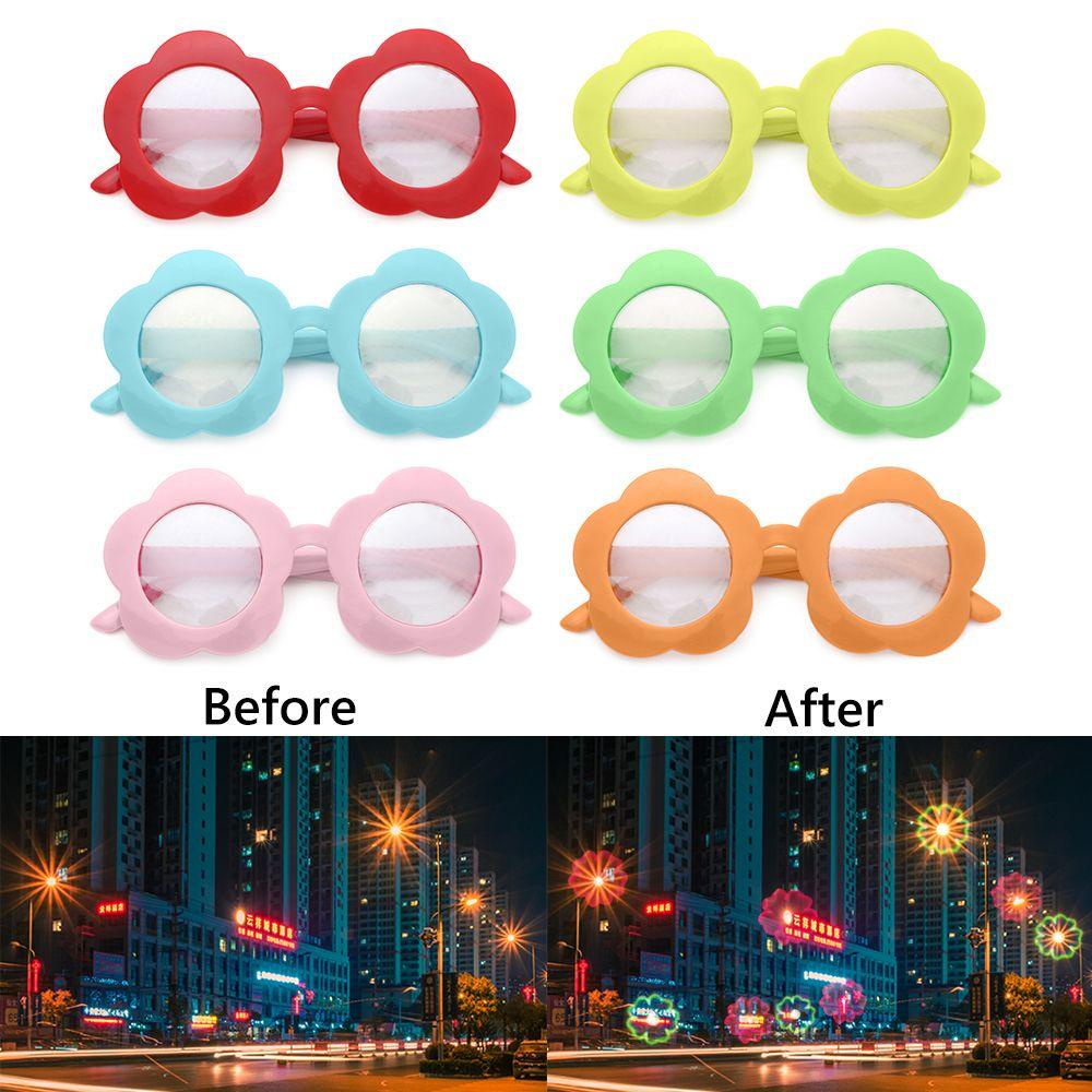 ONLY Aesthetic Special Effect Glasses Funny Sunflower Shaped Fireworks Diffraction Glasses Accessories Light Changing Eyewear Rave Glasses Festival Party Lights Change to Firework Shape/Multicolor