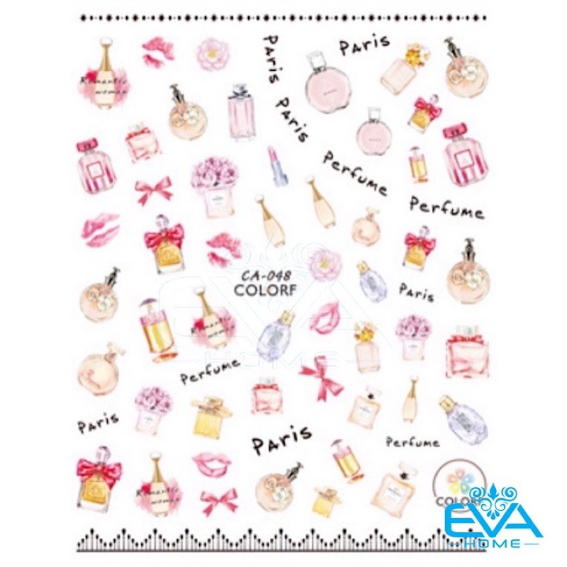 Decal Dán Móng Tay 3D Nail Sticker Tráng Trí Hoạ Tiết Chai Nước Hoa Paris Perfume CA048