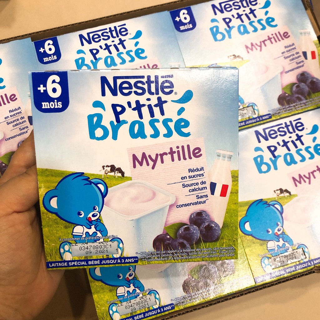 [Date mới] Váng sữa Nestle cho bé 6M+ ăn dặm// Sữa chua Nestle P'tit Brasse vị trái cây cho bé từ 6M+