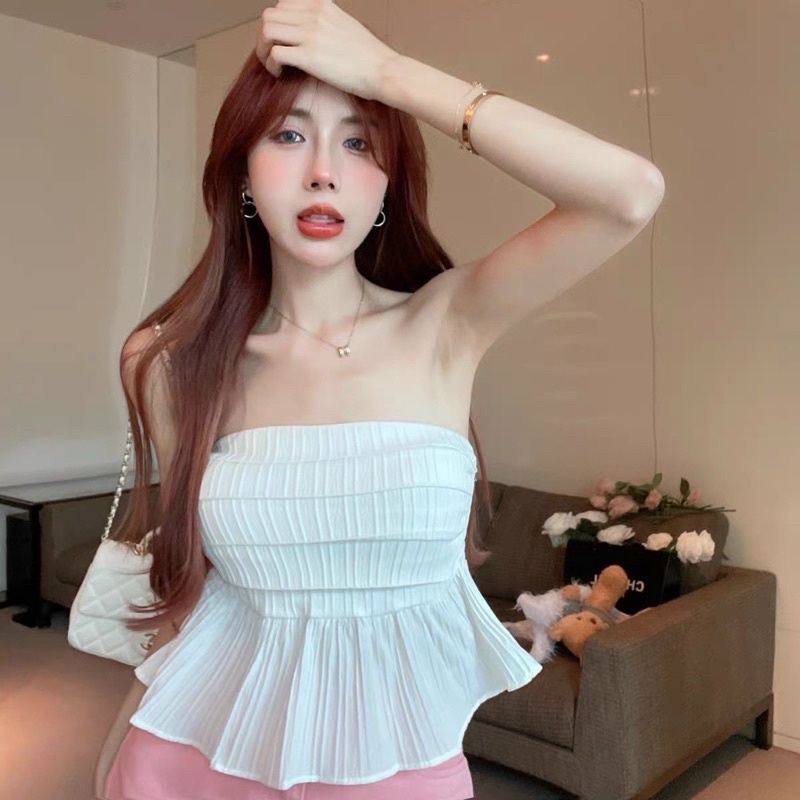 [HOT] ÁO ỐNG KIỂU XẾP LY CHIZISHOP XINH XẮN KẺ SỌC QC THIẾT KẾ A91