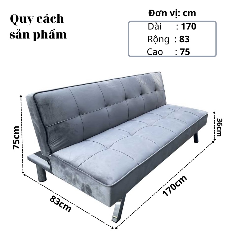 Sofa Giường  - Sofa Bed Vải Nhung hàng xuất khẩu