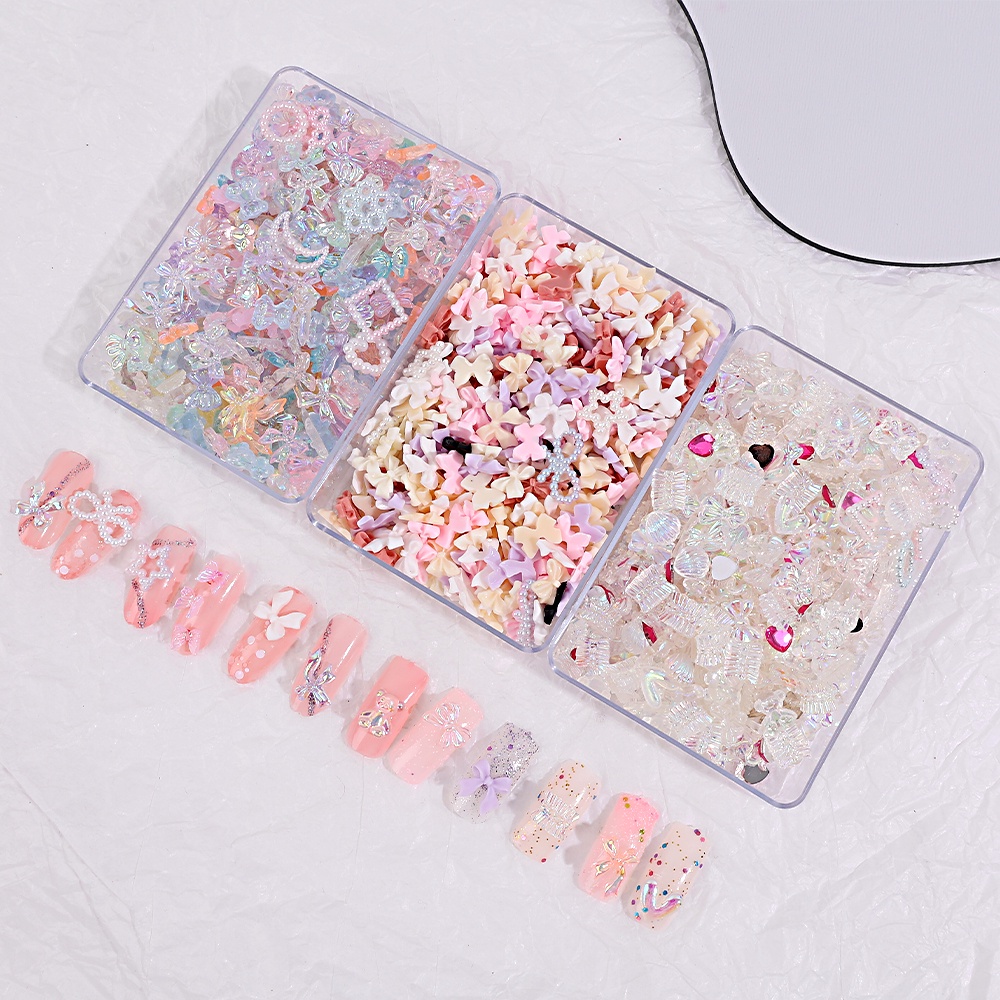 1 Hộp Phụ Kiện Đính Đá Trang Trí Móng Tay Họa Tiết Hoạt Hình Dễ Thương