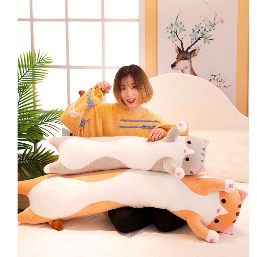 Gối ôm nhồi bông hình mèo dài mềm mại nhiều màu dễ thương dành cho bé