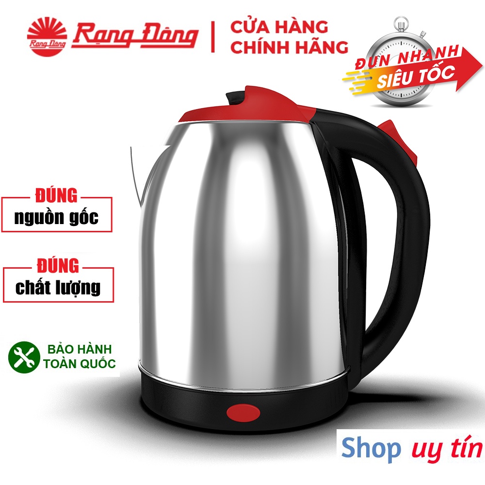 [CHÍNH HÃNG] Ấm siêu tốc Rạng Đông 1,8L RD-AST18ST1 vỏ inox 304 - Bình đun nước siêu tốc, siêu bền, bảo hành 12 tháng