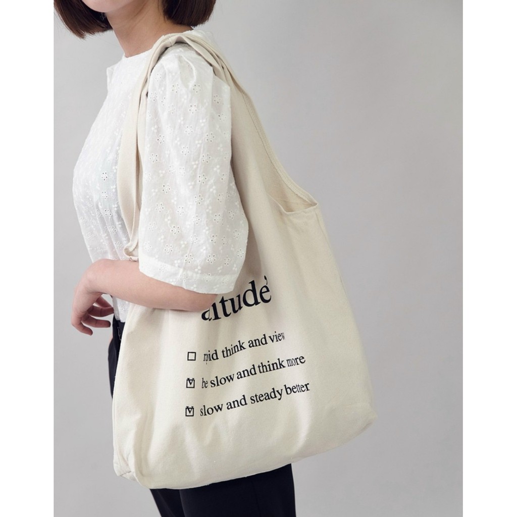 [Mã FASHIONT4WA2 giảm 10K đơn từ 50K] Túi tote vải canvas cao cấp phong cách Hàn quốc - ATTITUDE