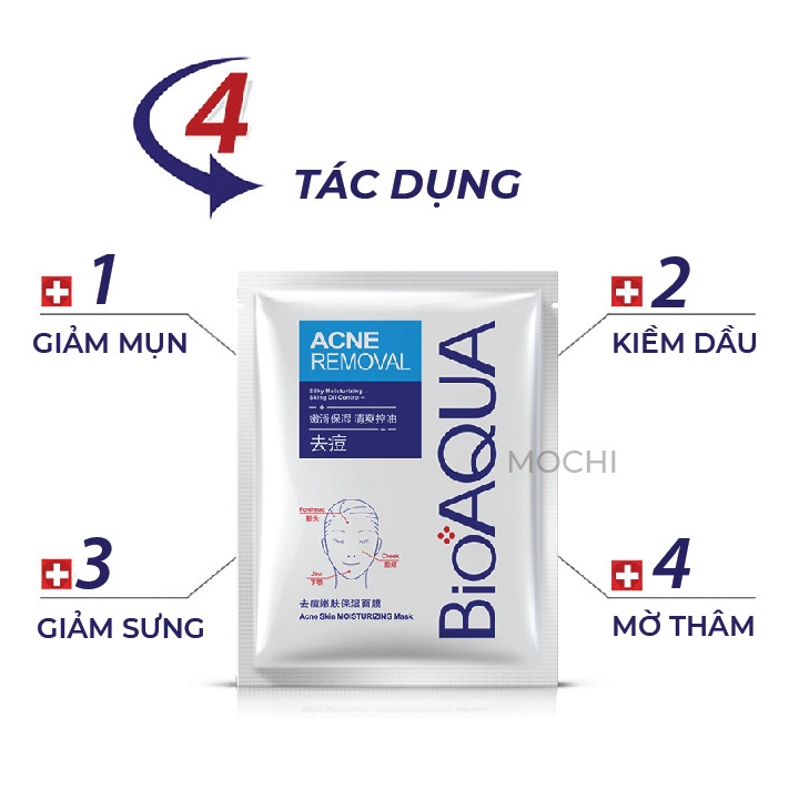 Mặt Nạ Bạc Giảm Mụn l Giảm Sưng Mụn Đỏ l Kiềm Dầu Mask Giấy Sạch Mụn Đầu Đen Pure Skin Bioaqua Nội Địa Trung MOCHI SHOP