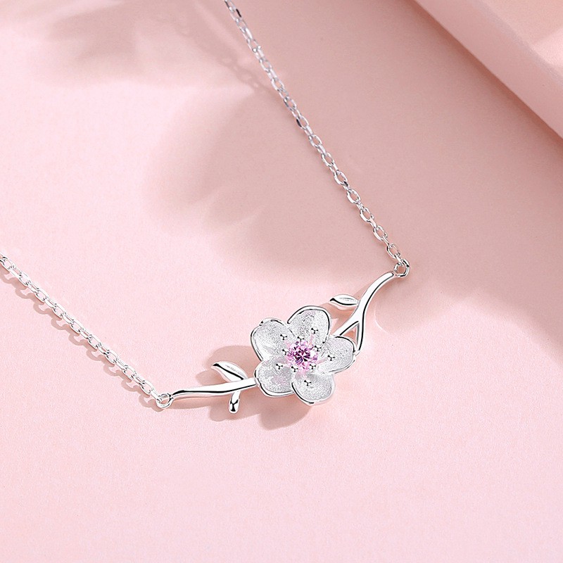 Dây chuyền bạc kiểu dáng hoa đào xinh xắn phong cách Hàn Quốc ANTA Jewelry - ATJ7004