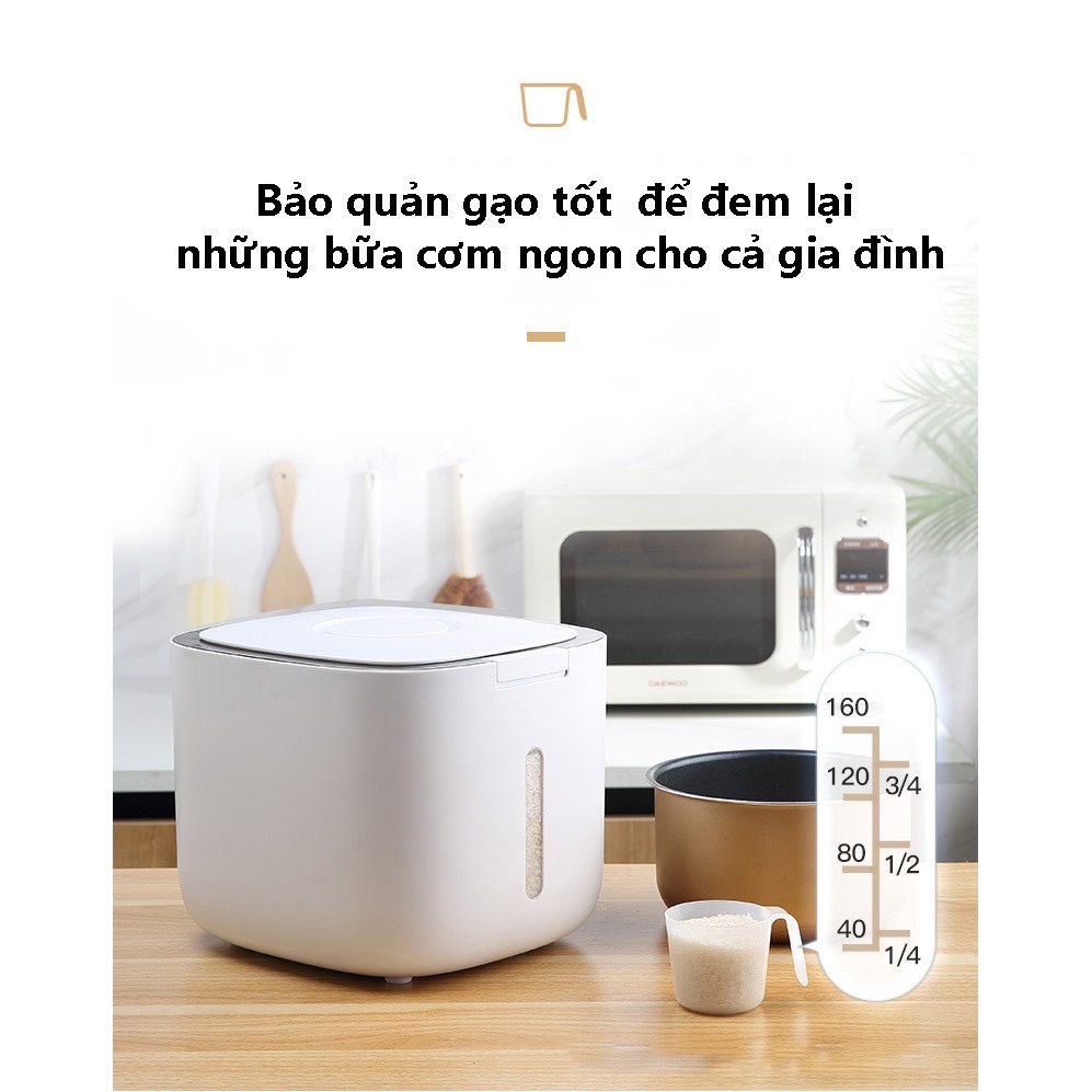 Thùng đựng gạo Ecoco 10kg chính hãng, chống ẩm ngăn côn trùng thông minh cao cấp tặng kèm cốc đong gạo