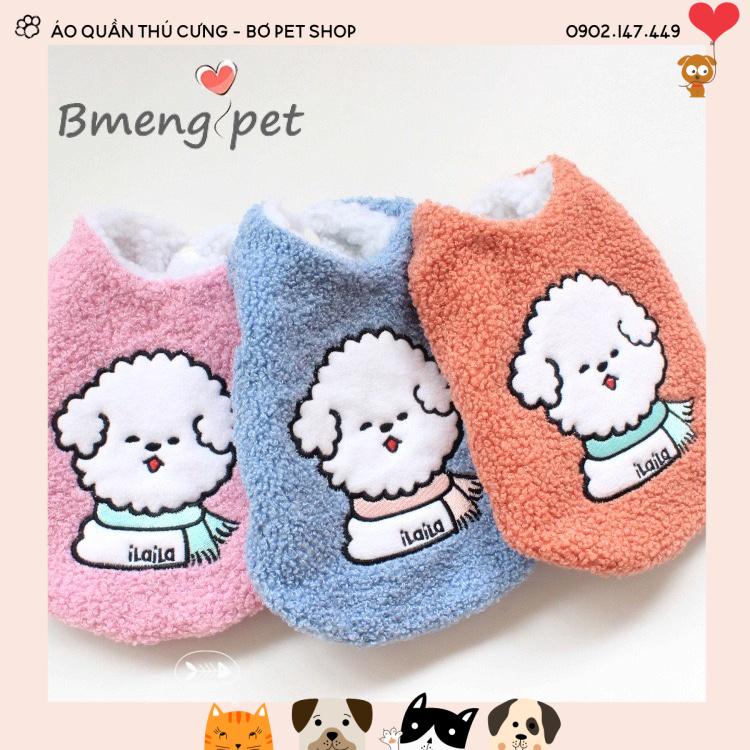 Áo ghi lê hình poodle lót bông ấm cho chó mèo mùa đông