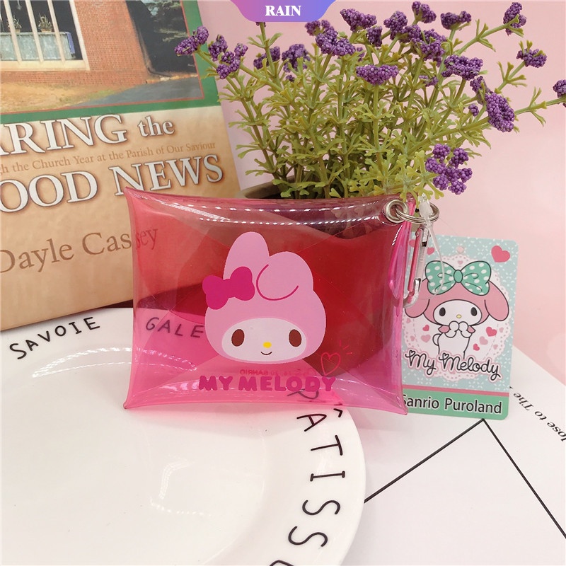SANRIO Ví Đựng Tiền Xu/Chìa Khóa Mini Bằng PVC Trong Suốt Hình Cinnamoroll My Melody Hello Kitty Dễ Thương