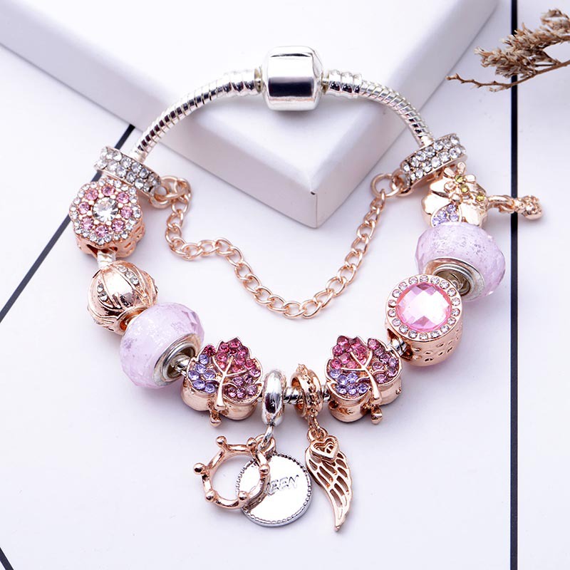 Vòng charm hình vương miện cánh thiên thần vòng tay nữ