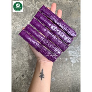 Dây đồng hồ da cá sấu thật màu tím - cá sấu thảo nguyên