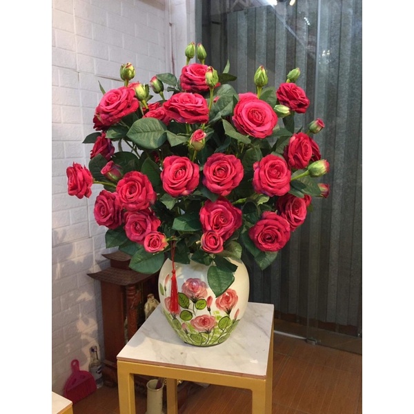 Bình gốm ,lọ hoa vẽ Lan Phú Quý &amp; hoa  siêu xinh men mát- Gốm sứ Bát Tràng-tiệm gốm Ngọc Trân
