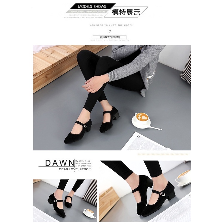 Giày Cao Gót Nhảy Múa Màu Đỏ Đen Phong Cách Tây Tạng Cho Nữ