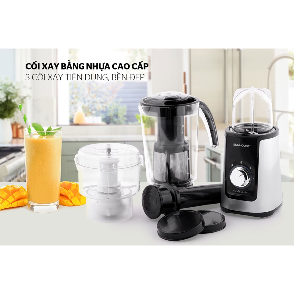 Máy xay sinh tố SUNHOUSE SHD 5322B - Máy say đa năng dung tích lớn 1.25L lưỡi dao làm từ thép không gỉ cao cấp