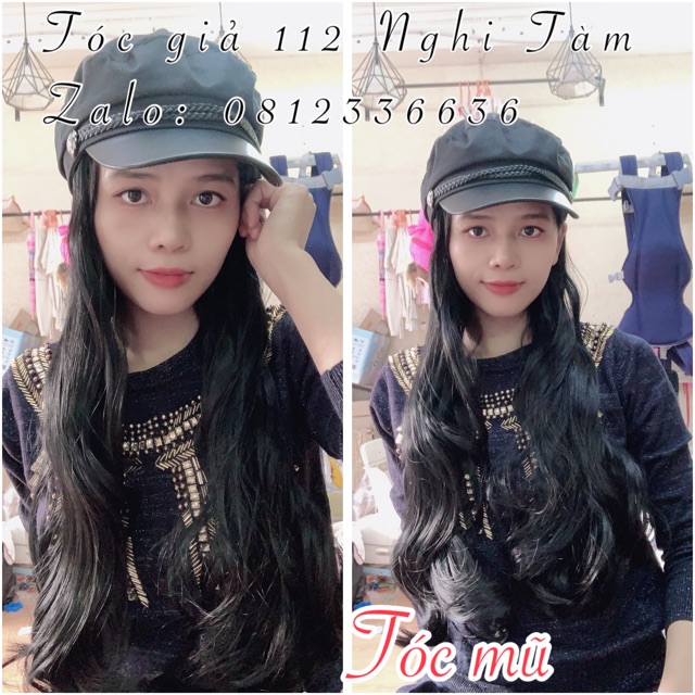 Tóc kèm mũ len , mũ lưỡi chai