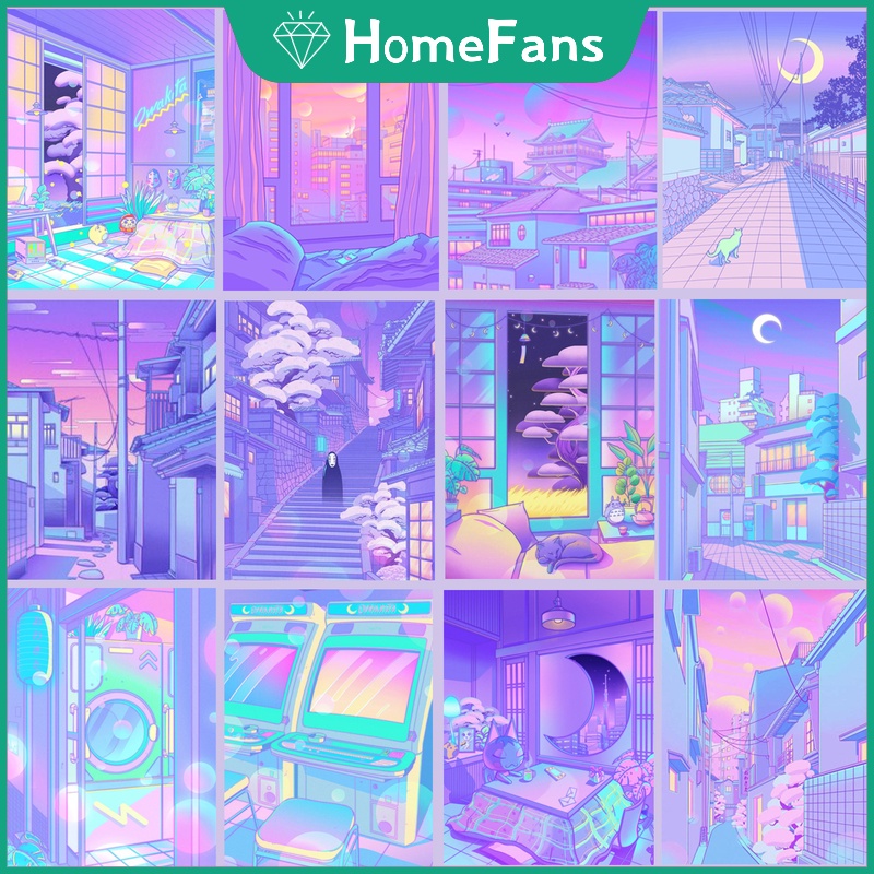 Bộ Tranh Đính Đá 5D Tự Làm Hình Phong Cảnh Đường Phố 30x40cm/40x50cm Trang Trí Nhà Cửa