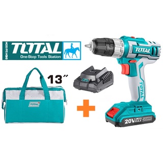 Máy Khoan Pin Lithium 20V TOTAL TDLI20024 Bao Gồm Pin và Đế Sạc Túi đựng 13inch