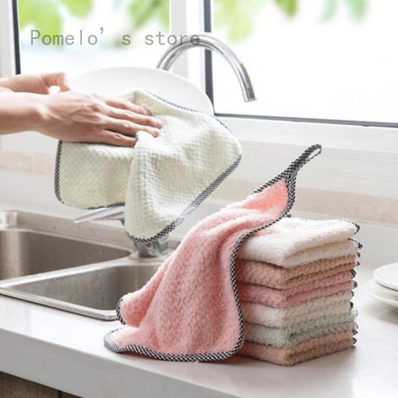 Khăn Lau Chén Dĩa Bằng Sợi Micro Thấm Hút Tốt Chống Dầu Mỡ Tiện Dụng Cho Nhà Bếp