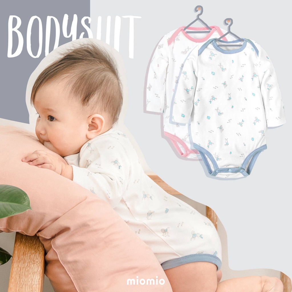 Bodysuit Tay Dài Thu Đông MIOMIO. Họa Tiết: Thỏ, Sọc, Mèo Cho Bé Trai, Bé Gái (Từ 0-12 tháng), Vải Interlock Cotton.