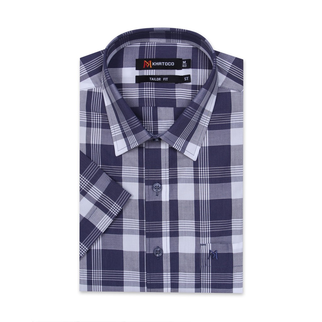 Áo sơ mi nam tay ngắn kẻ caro Khatoco mã A1MN378T2-CNCR117-2112-N | BigBuy360 - bigbuy360.vn