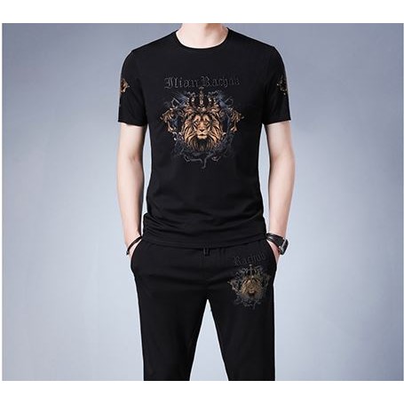 Bộ Quần Áo Thun Nam Cộc Tay Bộ Hè Chất Liệu Thun Cotton Chống Nhăn In Hình Đầu Hổ Nam Tính - BH42 | BigBuy360 - bigbuy360.vn