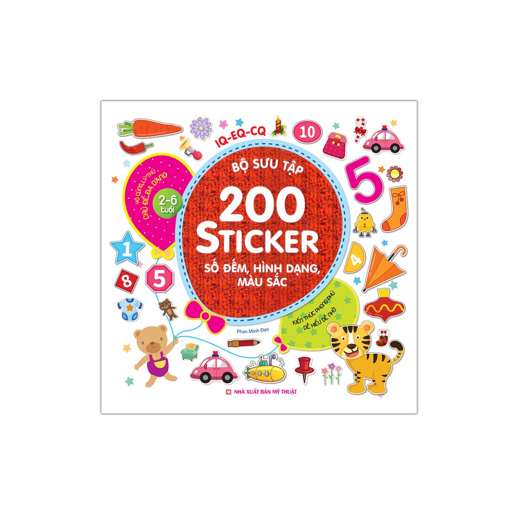 Sách Bộ sưu tập 200 sticker Số đếm, hình dạng, màu sắc