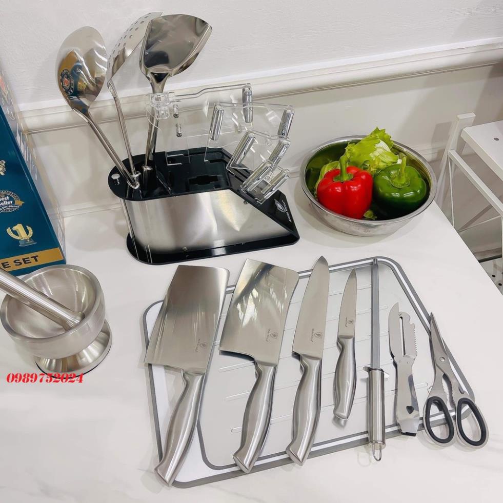 Bộ Dao Nhà Bếp 11 Món Kaisa Villa Cao Cấp Đa Năng Inox Chống Gỉ Siêu Sắc Bén Siêu Bền