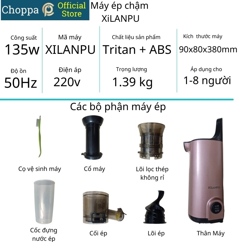 Máy ép trái cây,may ep cham, hoa quả chậm ép sinh tố, cam, dâu ép siêu mịn độ bền cao hàng chính hãng cao cấp