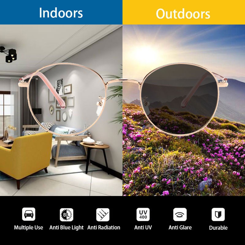 Mắt Kính Gọng Tròn Bằng Kim Loại Chống Bức Xạ Dành Cho Nam Nữ