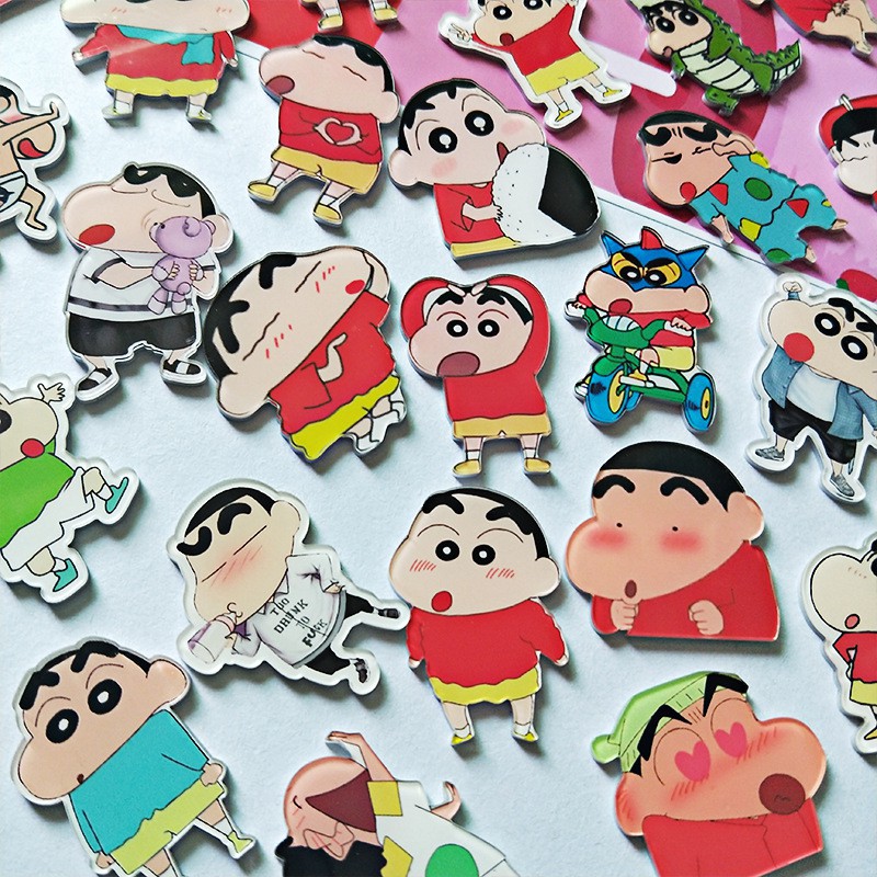 Huy hiệu Pin cài balo cài áo dễ thương - Ticker Gài hộp bút Mẫu Cậu bé bút chì Crayon Shin-chan corsage HH05