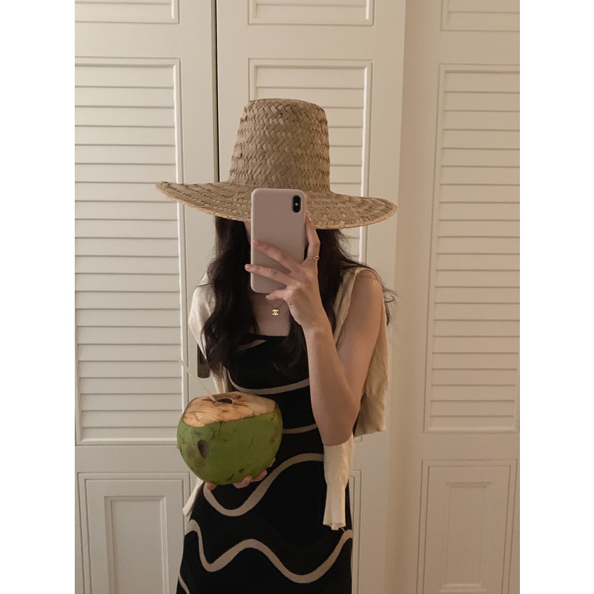 Đầm Hai Dây Dáng Dài Form Ôm Phối Màu Tương Phản Phong Cách Pháp