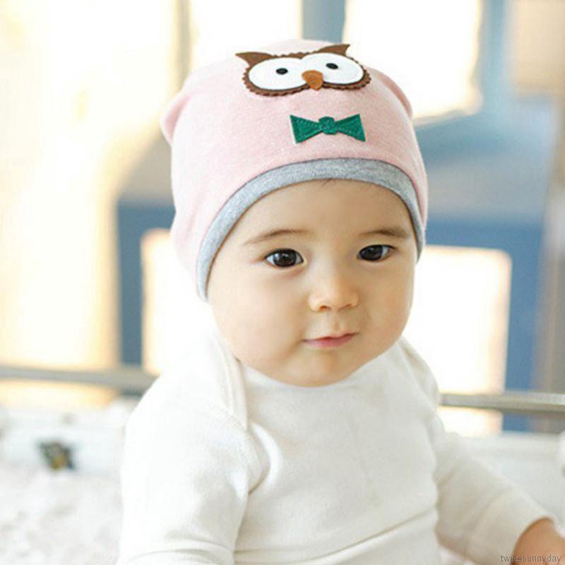 Nón vành chất liệu cotton phối họa tiết con cú đáng yêu dành cho các bé