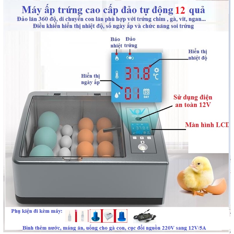 Máy ấp trứng tự động 16-36 quả